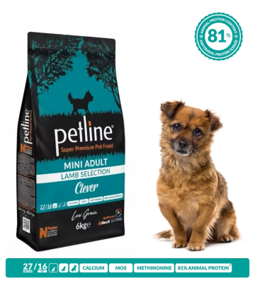 PETLINE CLEVER | SUPER PREMIUM MINI ADULT DOG FOOD with LAMB Selection (6 kg)