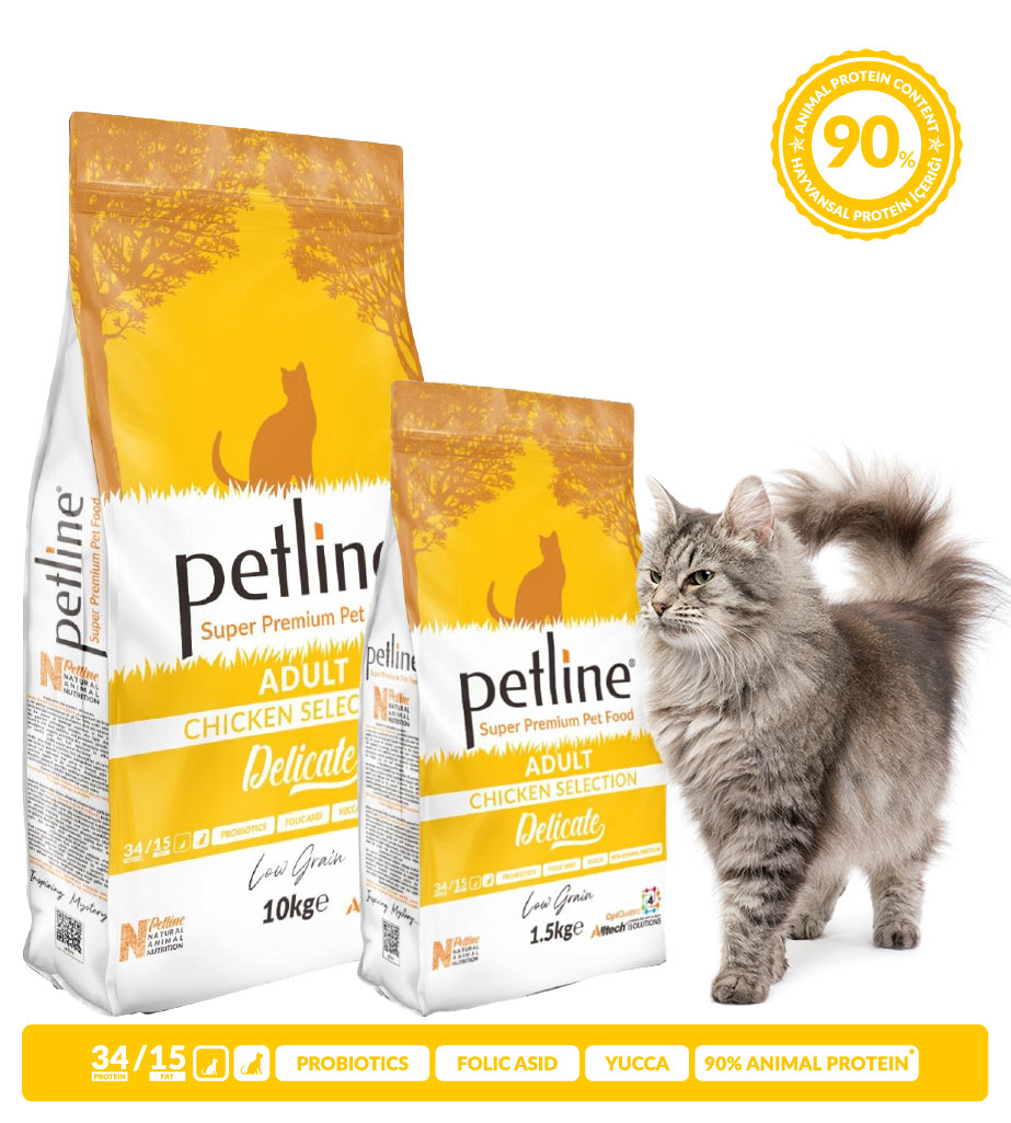 PETLINE DELICATE | SUPER PREMIUM ADULT CAT FOOD with CHICKEN Selection (1,5 kg)