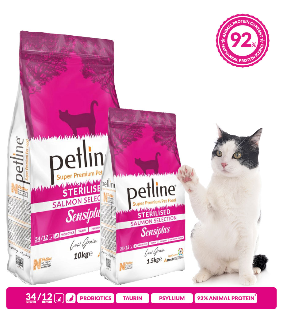 PETLINE SENSIPLUS | SUPER PREMIUM for STERILISED CAT with SALMON Selection (1,5 kg)