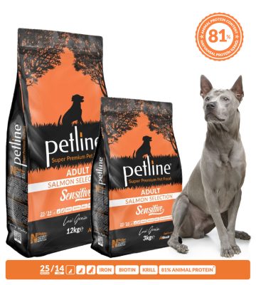PETLINE SENSITIVE | SUPER PREMIUM ADULT DOG FOOD with SALMON Selection (3 kg)